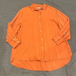 Dobber Women’s Andrea Blouse Size S Orange Button Up‎ Long Sleeve Fall Autumn